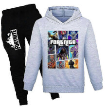(Grey, 11-12 Years) Fortnite Tracksuit Set Kids Boys Girls Long Sleeve Hoodies Hooded Sweatshirt Tops Jogger Sweat Pants Suit Outfits Game Fans Gift