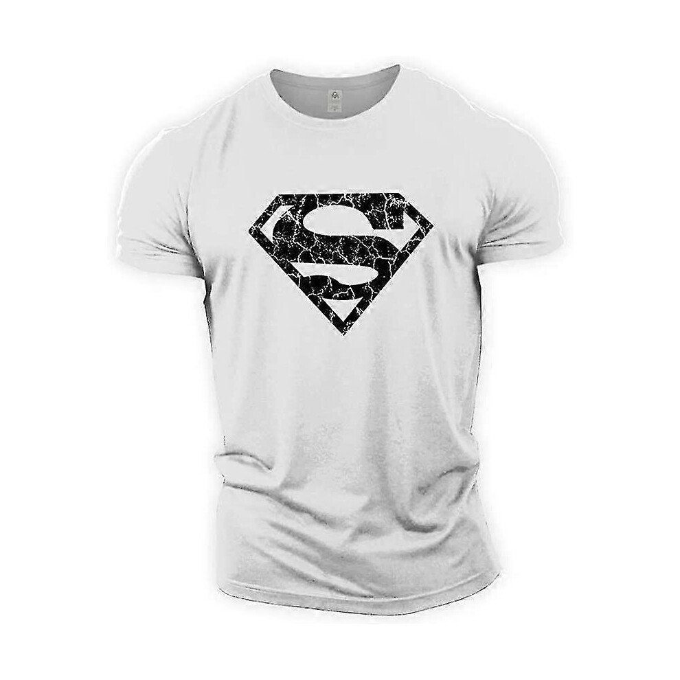 Kikidex (White, M) Superman Vascular Gym Training Top Blue