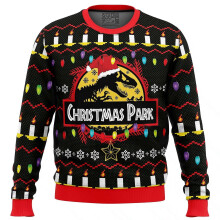 (Adult-XL, EL zipper-089) Ethics of Cloning Jurassic Park Ugly Christmas Clothing Gift Santa Claus Pullover Men 3D Autumn And Winter Sweatshirt