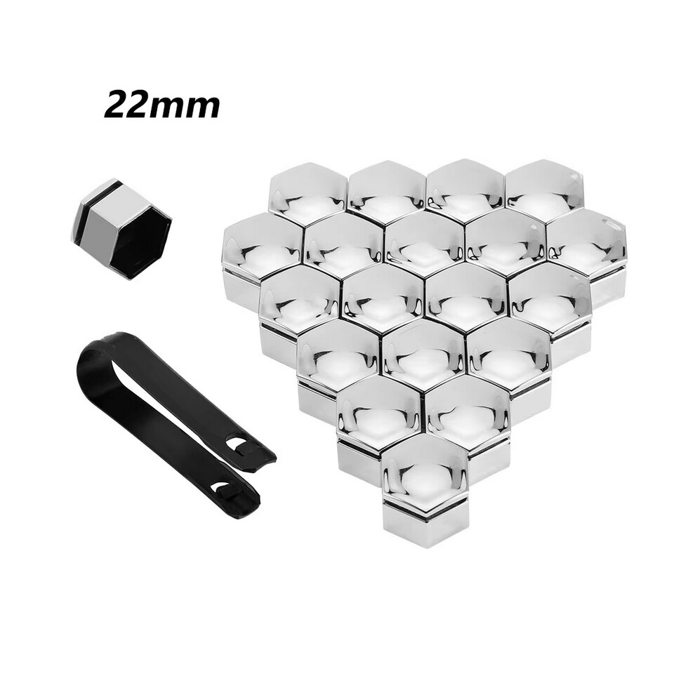 (22Mm ) 20Pcs Car Wheel Nut Caps Auto Hub Screw Cover 17Mm 19Mm 21Mm Bolt Rims Exterior Decoration Special Socket Protection Dust Proof Silver 6922363230327