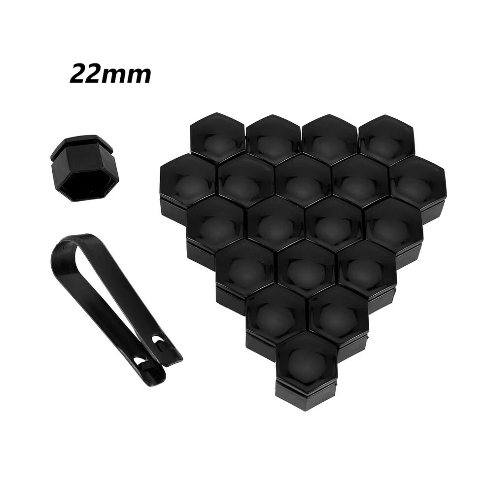 (22Mm ) 20Pcs Car Wheel Nut Caps Auto Hub Screw Cover 17Mm 19Mm 21Mm Bolt Rims Exterior Decoration Special Socket Protection Dust Proof Black 6907015709123