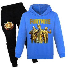 (Dark Blue, 11-12Years) Fortnite Printed Kids Boys Girls Hooded Sweatshirt Hoodie Trousers Tracksuit Set