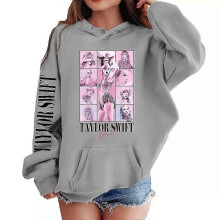 (Gray, 8-9Years) Taylor Swift 6-13Years Girls Hooded Sweatshirt Tops Casual Long Sleeve Hoodies Loose Pullover Hoody
