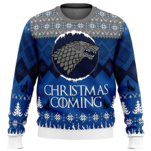 (EL0183, L) Autumn and Winter Game Of Thrones Christmas Is Coming Ugly Christmas Sweater Gift Santa Claus Pullover Men 3D Sweatshirt Tops