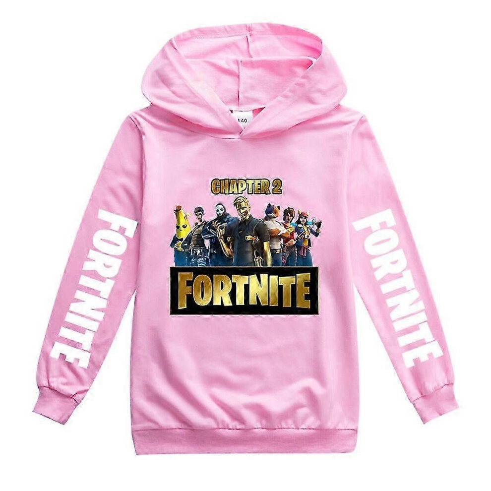 (Pink, 15-16years) Kids Cartoon Games Hoodie Casual Long Sleeve Hooded Fortnite Graphic Sweatshirts For 2-16y Boys Girls XDD-H1429