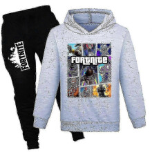 (11-12 Years, Grey) 7-14 Years Kids Teens Boys Girls Fortnite Tracksuit Set Hoodies Hooded Sweatshirt Tops+pants Outfits Suit Gifts