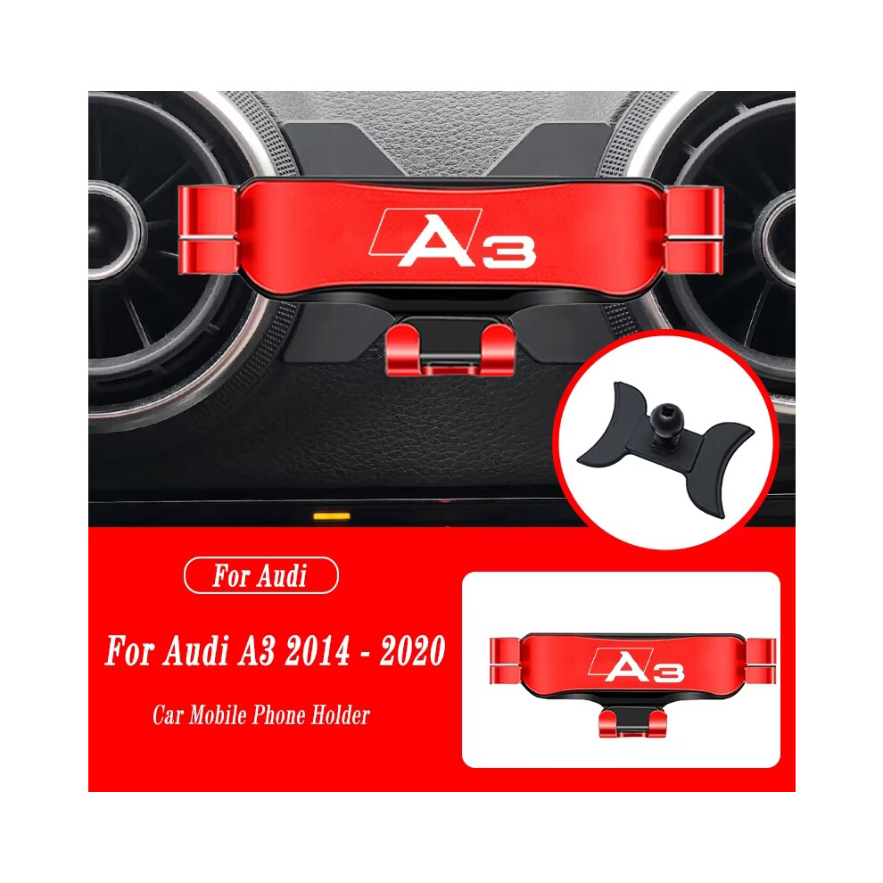 (A3 14-20) Car Mobile Phone Holder For Audi A3 S3 8V 2014-2020 Air Vent Mounts Stand Gps Gravity Navigation Bracket Car Accessories Red 6924445364975