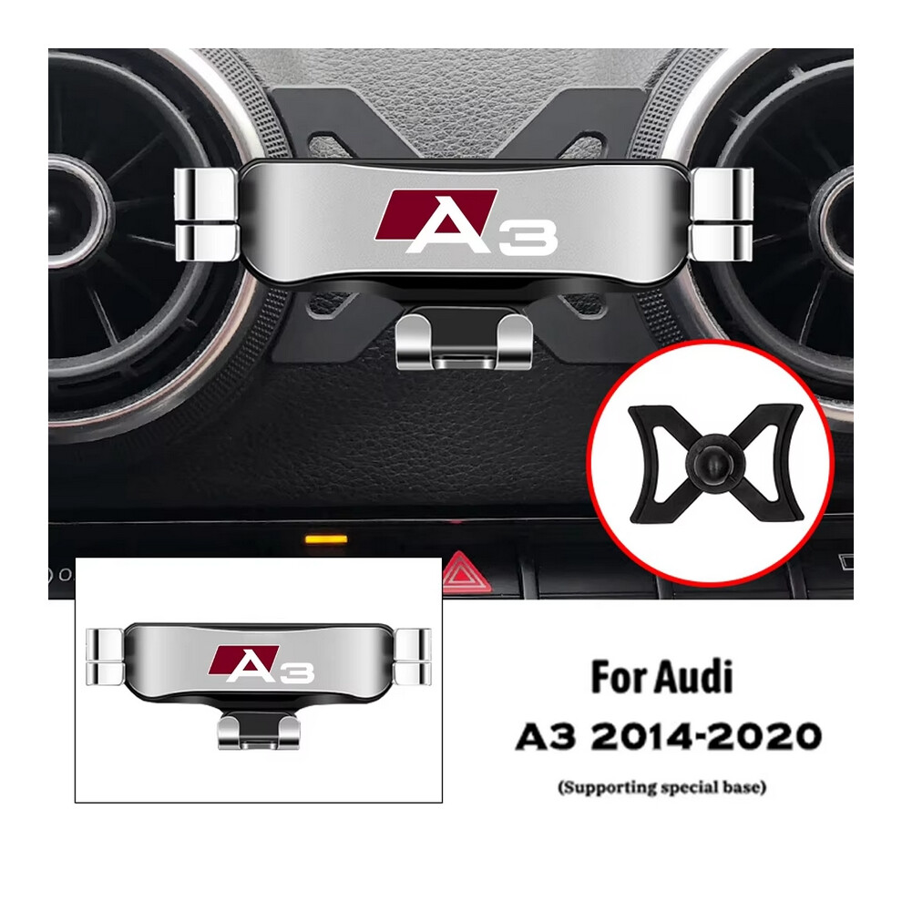 ( For A3) Car Mobile Phone Holder Air Vent Mounts Stand Gps Gravity Navigation Bracket For Audi A3 S3 8V 2014-2020 Accessories Silver 6914320075027
