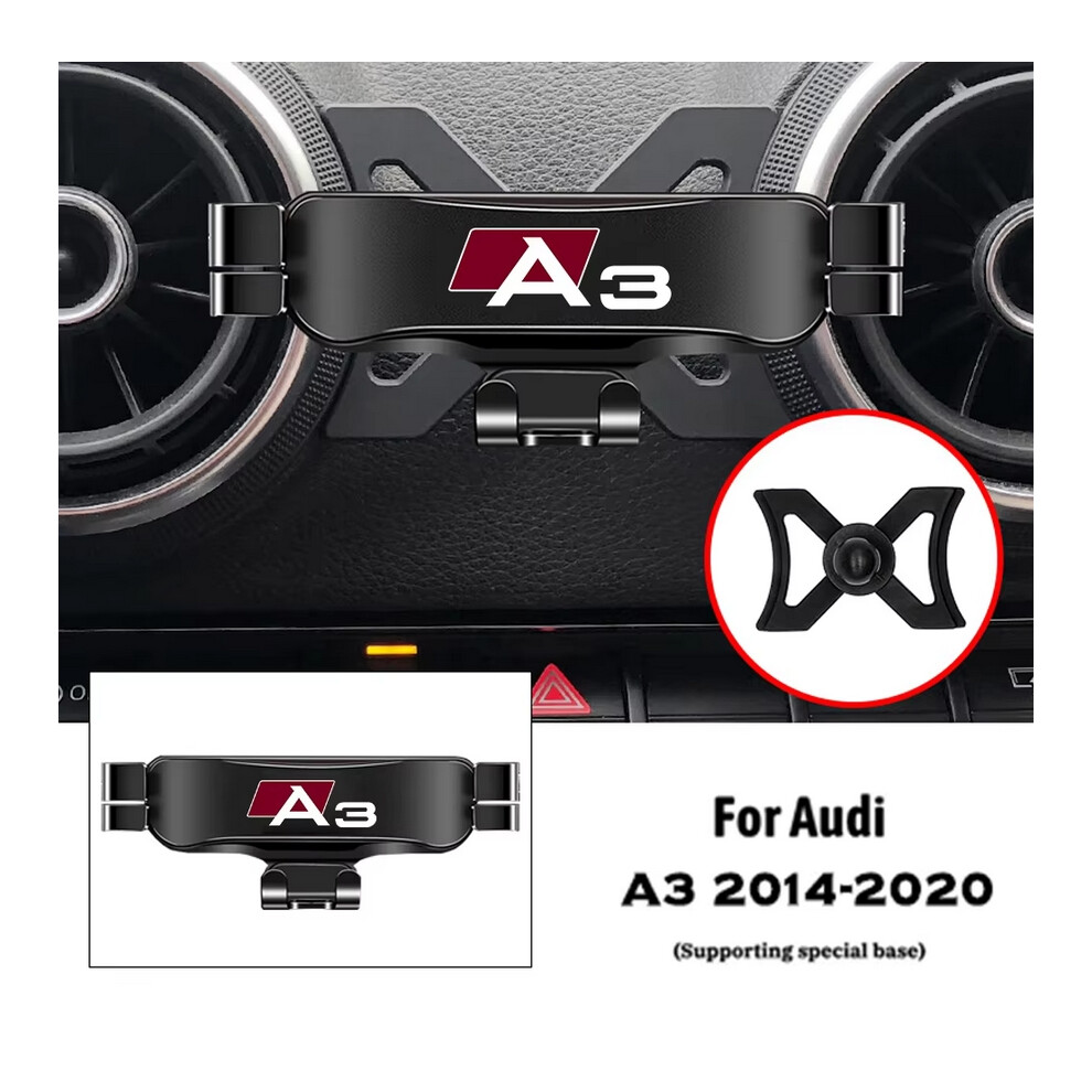 ( For A3) Car Mobile Phone Holder Air Vent Mounts Stand Gps Gravity Navigation Bracket For Audi A3 S3 8V 2014-2020 Accessories Black 6901389029689
