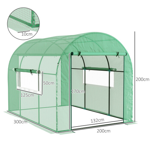 Outsunny Outsunny 3 x 2 x 2m Polytunnel Greenhouse with Doors and Mesh Windows 1