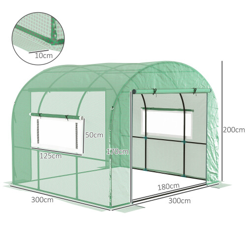 Outsunny Outsunny 3 x 3 x 2m Polytunnel Greenhouse with Doors and Mesh Windows 1