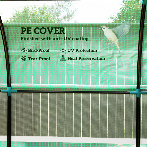 Outsunny Outsunny 3 x 2 x 2m Polytunnel Greenhouse with Doors and Mesh Windows 2