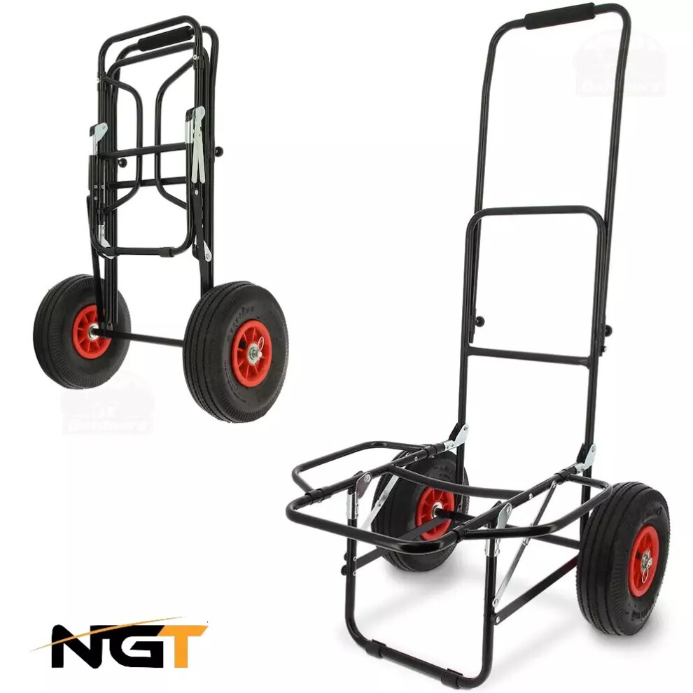 Ngt Trolley Quick Fish Folding Fishing Trolley Carp Coarse Match Twin Wheel Black