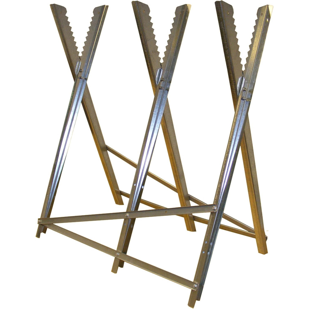 Rocwood Saw Horse Sawhorse Heavy Duty Metal Steel Foldable Adjustable Chainsaw Cutting Log Wood Stand Trestle Workmate Logging Sawing Forestry Worksho 8000000009906