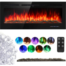 INMOZATA Electric Fire Wall Mounted Recessed Insert 40 50 60 inch Electric Fireplace with Touch Remote Control 9 LED Color Flame Effect Electric Fire