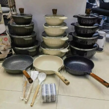Aluminium Florence Feature non-stick Pan with frying pan 15 piece pan set Green / black