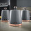 Tower Tower Cavaletto Grey Kettle, 4 Slice Toaster & Canisters Kitchen Set 2