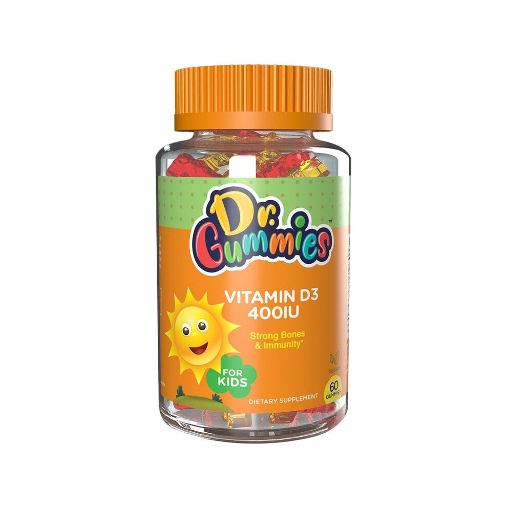 Dr. Gummies Kids Vitamin D3 Gummies 400IU 60's | For Strong Bones & Immune Support | Natural Fruit Flavors | Dietary Supplement