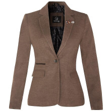 (UK10) Womens Tweed 1920s Harringbone Light Brown Blazer - Layton
