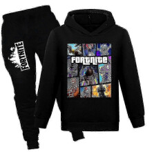 (13-14 Years, Black) 7-14 Years Kids Teens Boys Girls Fortnite Tracksuit Set Hoodies Hooded Sweatshirt Tops+pants Outfits Suit Gifts