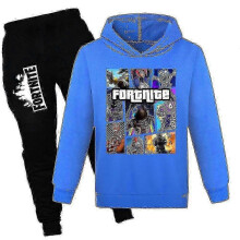 (11-12 Years, Blue) 7-14 Years Kids Teens Boys Girls Fortnite Tracksuit Set Hoodies Hooded Sweatshirt Tops+pants Outfits Suit Gifts