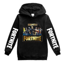 (Black, 15-16years) Kids Cartoon Games Hoodie Casual Long Sleeve Hooded Fortnite Graphic Sweatshirts For 2-16y Boys Girls XDD-H1429