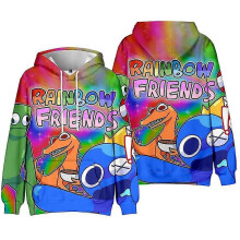 (A, 7-8 Years) Kids & Teens Rainbow Friends Print Hooded Sweatshirt Pullover 7-14 years