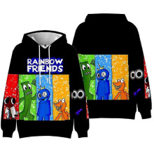 (B, 13-14 Years) Kids & Teens Rainbow Friends Print Hooded Sweatshirt Pullover 7-14 years