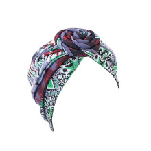 (Mosaic green) Turban Knot Bohemian Style Hat Cover Head Scarf Hair Fashion Headwear