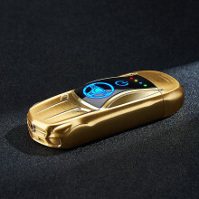 (Golden) Double Arc Electric Lighter Usb Rechargeable Lighter With Fingerprint Sensor Sport Car Shape