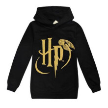 (Black, 11-12Years) Hogwarts Print Kids Hoodie Casual Sleeve Hooded Sweatshirt Pulr Tops For Boys Girls