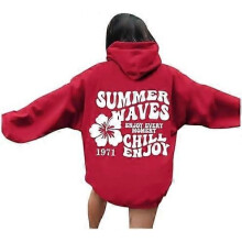 (01-red, M) Womens Pink Palm Puff Hoodie Preppy Sweatshirt Women Oversized Graphic Hoodie Long Sleeve Hoodies Sweatshirts