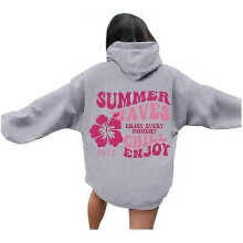 (01-gray, XL) Womens Pink Palm Puff Hoodie Preppy Sweatshirt Women Oversized Graphic Hoodie Long Sleeve Hoodies Sweatshirts