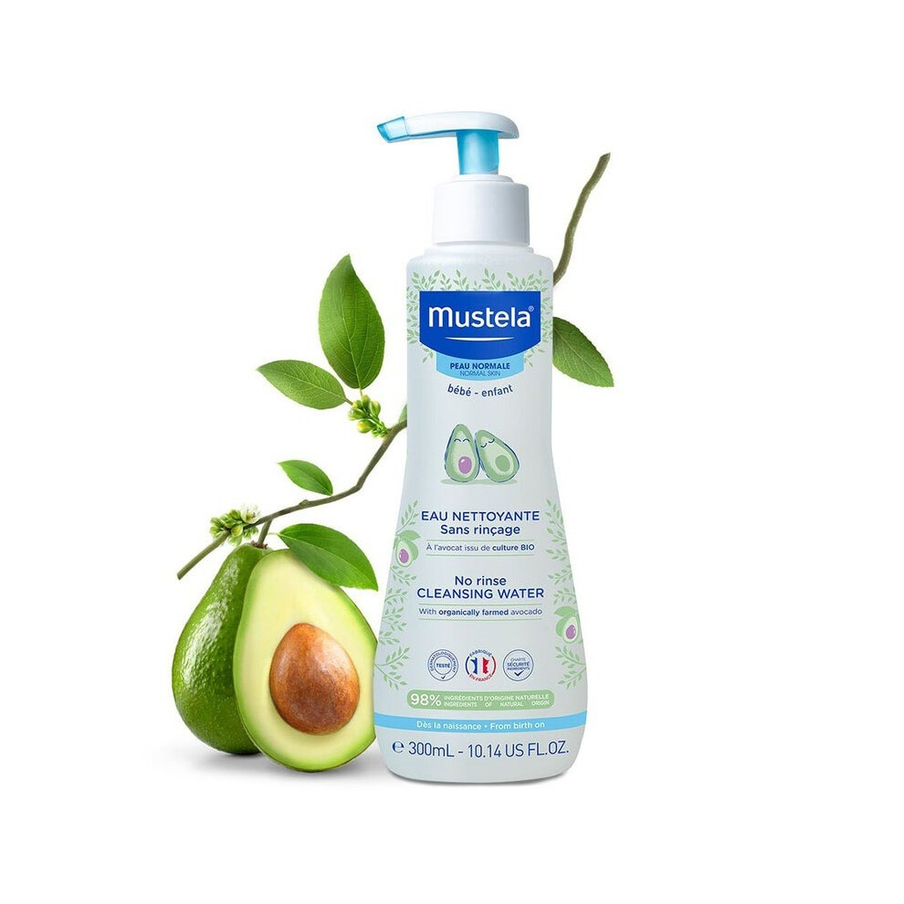 Mustela Baby No-Rinse Cleansing Water For Face & Diaper Area 300ml | Gentle & Safe for Sensitive Skin