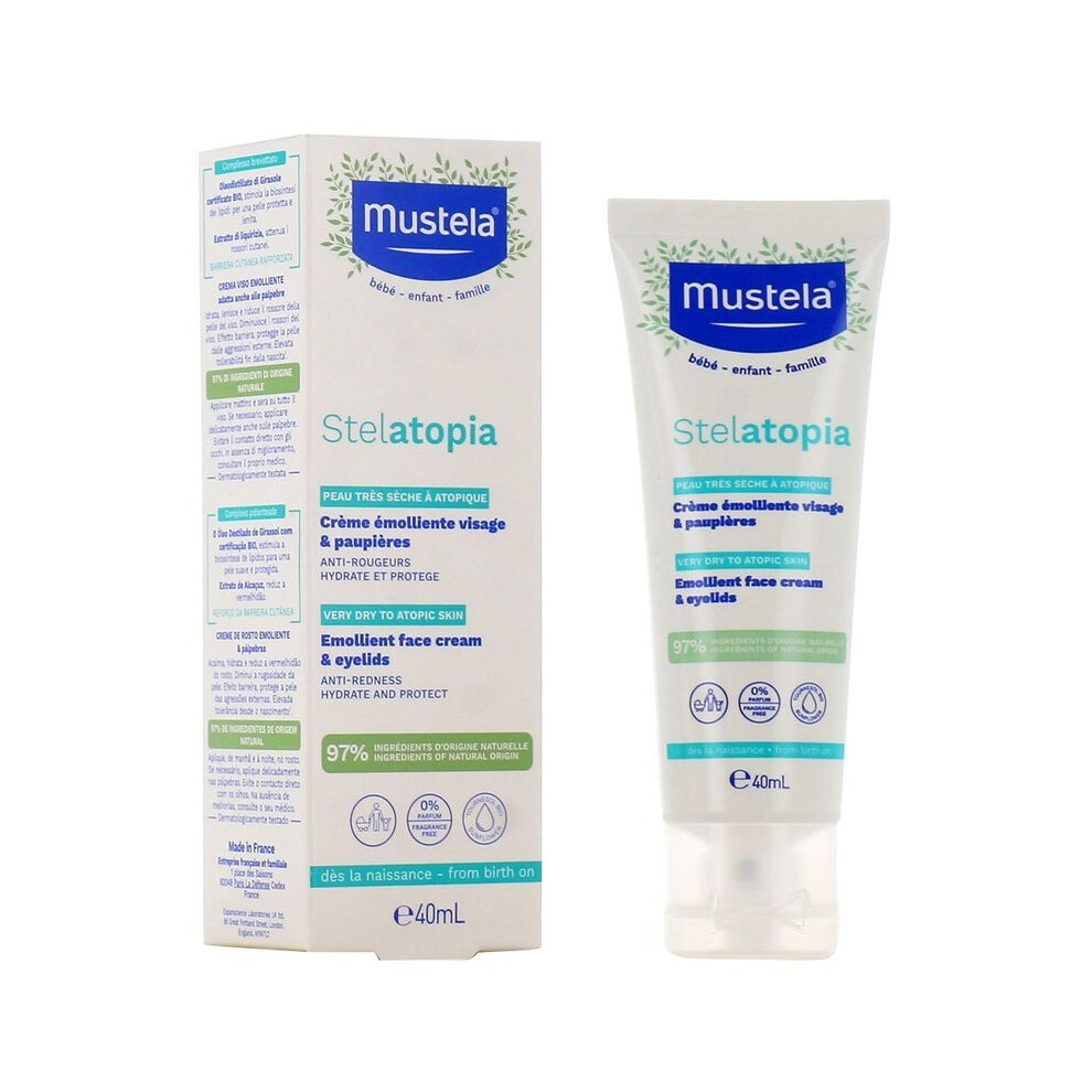 Mustela Baby Stelatopia Emollient Face Cream For Atopic Prone Skin, Fragrance-Free 40ml | Hydrating Care