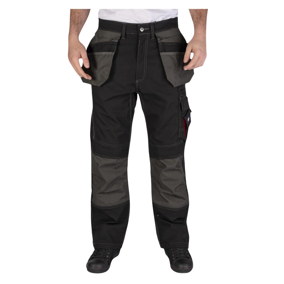 (30L, Black) Lee Cooper Mens Reflective Trim Cargo Trousers