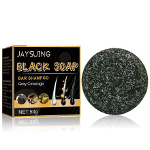 (1 PCS) Jaysuing Black Soap For Hair, Black Soap Bar, Gray Coverage Bar Shampoo, Black Hair Soap Bar For Men