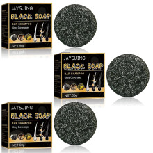 (3 PCS) Jaysuing Black Soap For Hair, Black Soap Bar, Gray Coverage Bar Shampoo, Black Hair Soap Bar For Men