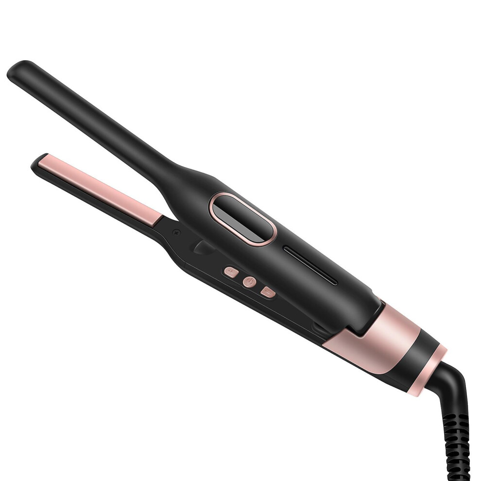 Small Flat Iron For Short Hair, Temperature Adjustable Pencil Flat Iron Quick Heating, Beard Straightener Dual Voltage With Tourmaline Ceramic