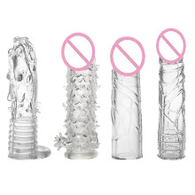 Crystal Sleeve Silicone Spike Condoms For Male Delay Set Cover Couple Toys For A