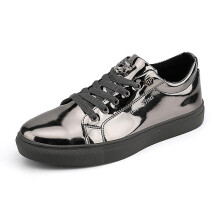 (Silver, 44) Mens Casual Shoes Comfortable Sneakers Fashion Flat Shoes C02
