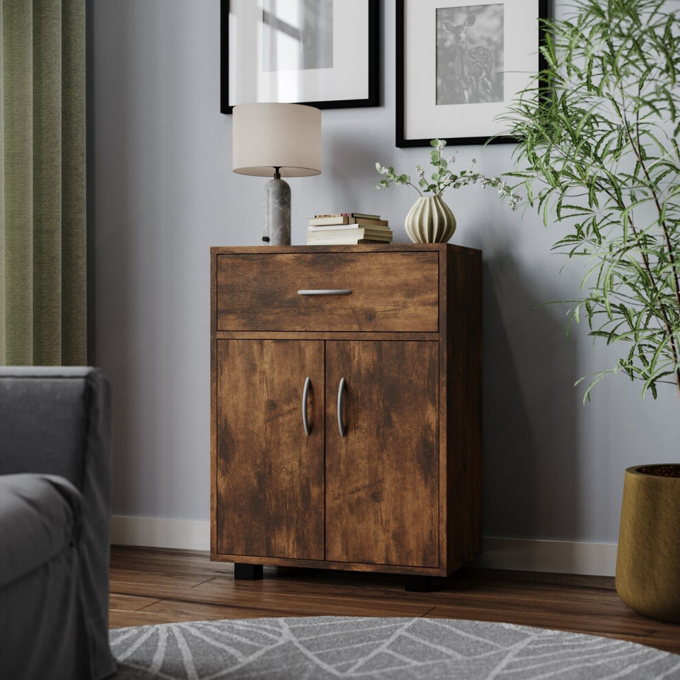 (Rustic Brown) Wooden Cabinet Hallway Living Room Drawer Storage