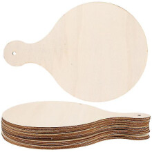 10 Pcs Round Serving Tray Wooden Bread Board Pizza Peel Paddle Unfinished Wood Chopping Boards Cheese Board