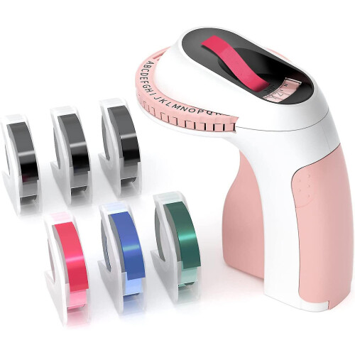 Label Printer E975 Labelling Device, Self-adhesive With 6 Rolls Of Embossing Tapes, 3d Handheld Label Printer