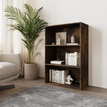 (Rustic Brown) 3 Tier Wide | Bookcase