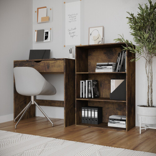 URBN Living (Rustic Brown) 3 Tier Wide | Bookcase 2