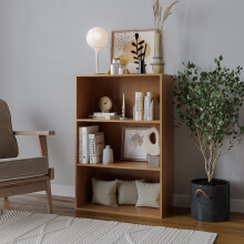 (Beech) 3 Tier Wide | Bookcase