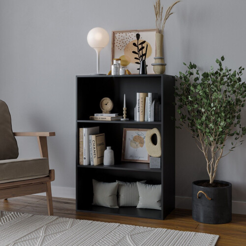 URBN Living (Black) 3 Tier Wide | Bookcase
