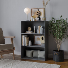 (Grey) 3 Tier Wide | Bookcase