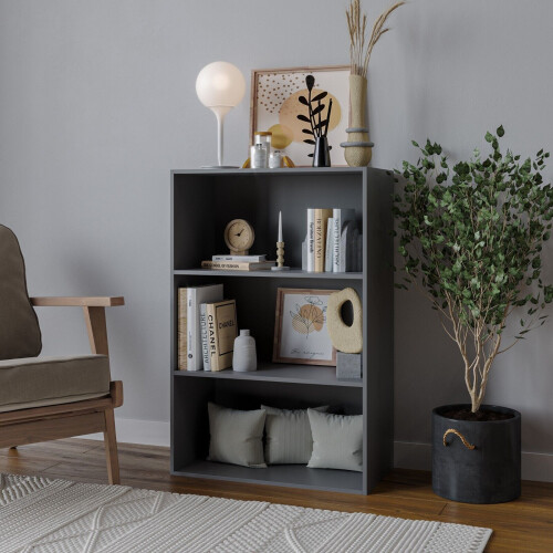 URBN Living (Grey) 3 Tier Wide | Bookcase